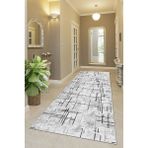 West Home Makinede Yıkanabilir Kaymaz Taban Leke Tutmaz Modernkesme Yolluk Mutfak Yolluk Halı Yolluk - 140 x 400 cm - Gri