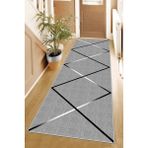 West Home Makinede Yıkanabilir Kaymaz Taban Leke Tutmaz Modernkesme Yolluk Mutfak Yolluk Halı Yolluk - 160 x 280 cm - Gri