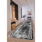 West Home Makinede Yıkanabilir Kaymaz Taban Leke Tutmaz Modernkesme Yolluk Mutfak Yolluk Halı Yolluk - 60 x 150 cm - Siyah