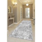 West Home Makinede Yıkanabilir Kaymaz Taban Leke Tutmaz Modernkesme Yolluk Mutfak Yolluk Halı Yolluk - 60 x 350 cm - Gri