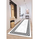 West Home Makinede Yıkanabilir Kaymaz Taban Leke Tutmaz Modernkesme Yolluk Mutfak Yolluk Halı Yolluk - Beyaz - 200 x 450 cm