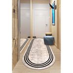 West Home Makinede Yıkanabilir Kaymaz Taban Leke Tutmaz Oval Modern Yolluk Ev Dekorasyonu İçin Bej Kesme Yolluk Wh413 Beige Oval Yolluk