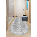 West Home Makinede Yıkanabilir Kaymaz Taban Leke Tutmaz Oval Modern Yolluk Ev Dekorasyonu İçin Gri Kesme Yolluk Wh375 Grey Oval Yolluk
