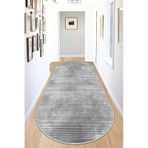 West Home Makinede Yıkanabilir Kaymaz Taban Leke Tutmaz Oval Yolluk Ev Dekorasyonu İçin Gri Kesme Yolluk 610 Grey Oval Yolluk