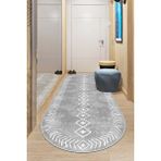 West Home Makinede Yıkanabilir Kaymaz Taban Leke Tutmaz Oval Yolluk Ev Dekorasyonu Için Gri Kesme Yolluk - 80 x 400 cm