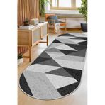 West Home Makinede Yıkanabilir Kaymaz Taban Leke Tutmaz Oval Yolluk Ev Dekorasyonu İçin Kesme Yolluk 443 Black Oval Yolluk