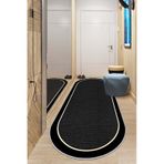 West Home Makinede Yıkanabilir Kaymaz Taban Leke Tutmaz Oval Yolluk Ev Dekorasyonu İçin Siyah Kesme Yolluk 478 Black Oval Yolluk