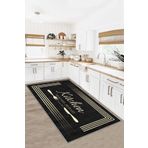 West Home Makinede Yıkanabilir Kaymaz Taban Leke Tutmaz Siyah Mutfak Halısı Mutfak Yolluk ve Balkon Halısı