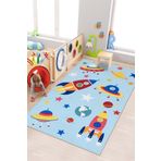 West Home Makinede Yıkanabilir Kaymaz Taban Leke Tutmaz Uzay Temalı Bebek Ve Çocuk Halısı Oyun Matı