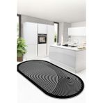 West Home Yıkanabilir Kaymaz Leke Tutmaz Salon Halısı Mutfak Halısı Koridor Halısı Yolluk ve Paspas - 120 x 350 cm - Siyah - Beyaz
