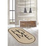 West Home Yıkanabilir Kaymaz Leke Tutmaz Salon Halısı Mutfak Halısı Koridor Halısı Yolluk ve Paspas - 140 x 200 cm - Bej - Siyah
