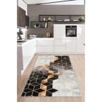 West Home Yıkanabilir Kaymaz Leke Tutmaz Salon Halısı Mutfak Halısı Koridor Halısı Yolluk ve Paspas - 60 x 150 cm - Siyah