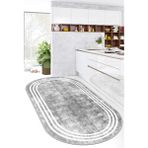 West Home Yıkanabilir Kaymaz Leke Tutmaz Salon Halısı Mutfak Halısı Koridor Halısı Yolluk ve Paspas - 60 x 250 cm - Gri - Beyaz