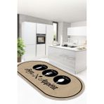 West Home Yıkanabilir Kaymaz Leke Tutmaz Salon Halısı Mutfak Halısı Koridor Halısı Yolluk ve Paspas - 60 x 300 cm - Bej - Siyah