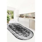 West Home Yıkanabilir Kaymaz Leke Tutmaz Salon Halısı Mutfak Halısı Koridor Halısı Yolluk ve Paspas - 80 x 150 cm - Siyah - Beyaz
