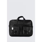 Westbag Hakiki Deri Laptop & Evrak Çantası 15-16 inç Çok Gözlü Omuz Askılı - Siyah