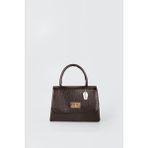 Westbag Mini Dokulu Rugan El ve Omuz Çantası - Kahverengi
