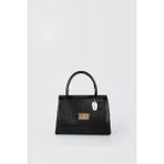 Westbag Mini Dokulu Rugan El ve Omuz Çantası - Siyah