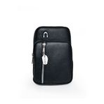 westbag Siyah Hakiki Deri Telefon Bölmeli & Kulaklık Çıkışlı Çapraz Omuz Çantası Bodybag