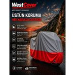 WestCover Arora Alfa 50 (Gri-Kırmızı Parç.)Motosiklet Branda Su-Toz Geçirmez Motor Örtü - ARKA ÇANTA UYUMSUZ
