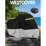WestCover Yamaha Crypton Arka Çanta Uyumlu (Gri-Siyah Reflektörlü) 4 Mevsim Motosiklet Brandası Örtüsü - GRİ SİYAH-ARKA ÇANTALI REF.