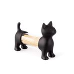 WESTCRAFT Pratik kürdan dispenseri, tuzluk ve karabiberlik, köpek kedi kürdan kabı, yüksek kaliteli plastik ve akrilikten (Cat siyah)