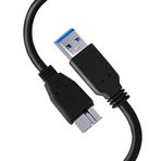 Western Digital WD/Seagate/Elements/Toshiba/My Passport/Samsung Galaxy S5 M3 1TB/Hitachi/Xbox/PS4 için Taşınabilir Sabit Disk için TechMax Usb 3.0 A - Micro B Harici Sabit Sürücü Kablosu - Siyah (50cm)