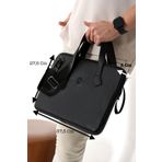Westpolo Vegan Deri Unisex Laptop, Evrak Çantası - Siyah