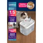 Westus inPets H13™ 1.5L Ultra Sessiz Evcil Hayvan Kedi Köpek Su Pınarı Çeşmesi | Su Sebili Şelalesi | 3 Akış Hızı