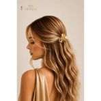 Weweus Çiçek Yan İncili Gold Parlak Sarı Metal Mini Premium Mandal Toka