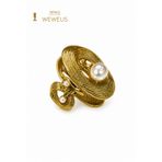 Weweus Çiçek Yan İncili Koyu Gold Parlak Metal Mini Premium Mandal Toka