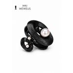 Weweus Çiçek Yan İncili Siyah Parlak Metal Mini Premium Mandal Toka