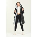 Weyeze AC-K50251LNS Siyah Çift Taraflı Kadın Uzun Şişme Mont