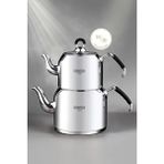 Weyne Mango Kitchen Maxi Büyük Boy Paslanmaz Çelik Çaydanlık Takımı Ergonomik Kulplu 4,1 lt - Gri