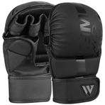 WFX MMA Eldivenleri Dövüş Sanatları Eldiveni Kavga Muay Thai Kafesi Dövüş Açık Avuç İçi Ayarlanabilir Bilek Desteği Boks Antrenmanı Dövüş Sporları Kum Torbası Kickboks Maya Postu Erkek Kadın (Siyah,