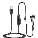 WGMHEFUN 12V Fan Hız Kontrol Cihazı, Fan Güç Adaptörü, USB 5V Step UP DC 12V Adaptöre Yükseltme, 5-12V Ayarlanabilir, 3 x 3/4 Pin Fan Konektör Kablosu ile, 5 ft Uzunluk