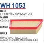 WH1053 Hava Filtresi - Range Rover Velar (L560) -Jaguar Xf SPORTBRAKE(X260)2,0-3,0 Uyumlu