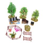 WHAMVOX 1 Takım ev ağacı modeli kum masa ev oyuncak çocuklar için açık oyuncaklar modeller mini çiftlik evi modeli kum masa meyve ağacı yapay kum masası Ayarlamak çit köpek kulübesi pvc