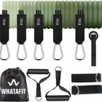 Whatafit Direnç bantları seti, kapı ankrajlı egzersiz bantları, kulplar, taşıma çantası, direnç eğitimi için ayak bileği kayışları, fizik tedavi, erkekler ve kadınlar için ev egzersizleri (yeşil)