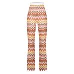 Whenever Company Kahverengi Sarı Turuncu Zigzag Desenli Plaj Dökümlü Pantolon