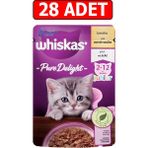 Whiskas Pure Delight Tavuklu Yavru Kedi Konserve 85GR 28ADET Pouch Kedi Islak Mama Kedi Yaş Maması