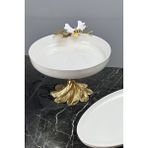 White Butterfly Kand Ayaklı Porselen Salata Sunum Kasesi - Beyaz