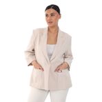 WHİTE DİAMOND Kadın Bej Cep Detaylı Keten Ceket