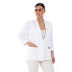 WHİTE DİAMOND Kadın Beyaz Cep Detaylı Keten Ceket