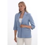WHİTE DİAMOND Kadın Buz Mavi 3/4 Kol Çizgili Detaylı Modern Kesim Blazer Ceket