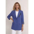 WHİTE DİAMOND Kadın İki Düğmeli Yakası Detaylı Blazer Ceket Açık Lacivert
