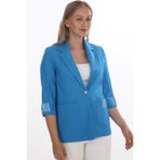 WHİTE DİAMOND Kadın İndigo 3/4 Kol Çizgili Detaylı Modern Kesim Blazer Ceket