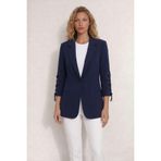 WHİTE DİAMOND Kadın Lacivert 3/4 Kol Kuşgözü Detaylı Blazer Ceket