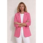 WHİTE DİAMOND Kadın Pembe 3/4 Kol Kuşgözü Detaylı Blazer Ceket