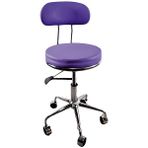 White Furniture Arena Deri Arkalıklı Tekerlekli Tabure Modell - Mor